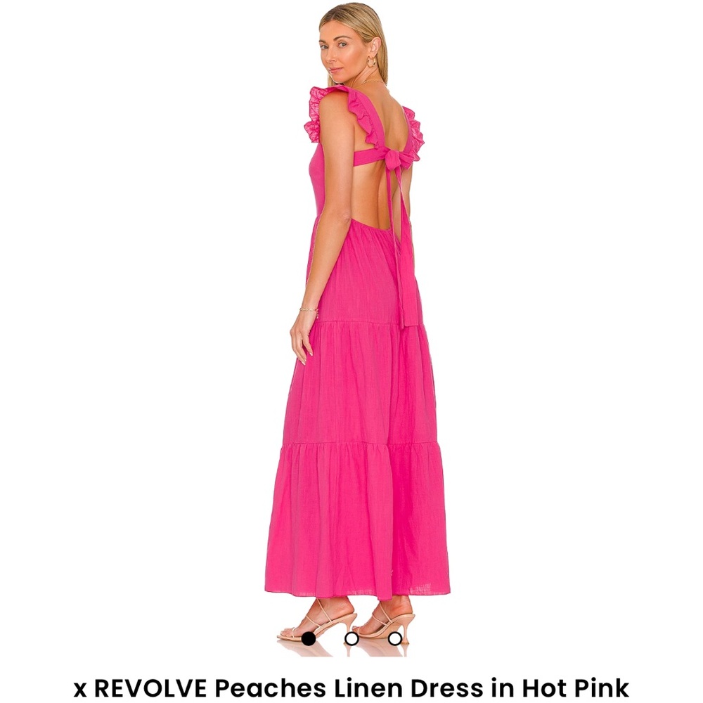 x REVOLVE Peaches Linen Dress in Hot Pink